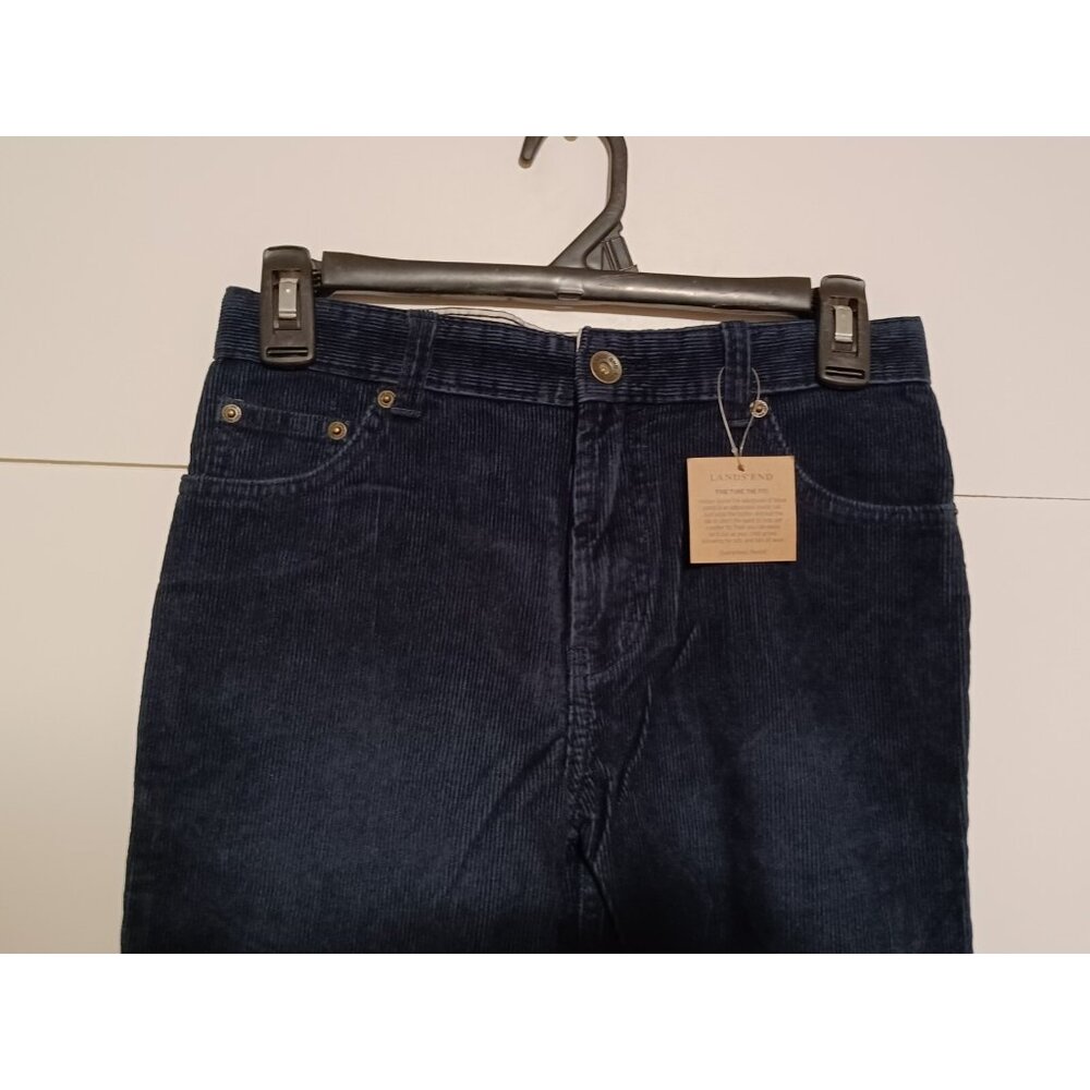 Lands End Blue Adjustable Waistband Corduroy Pants Size 16S 28X 30 NWT - Picture 2 of 5